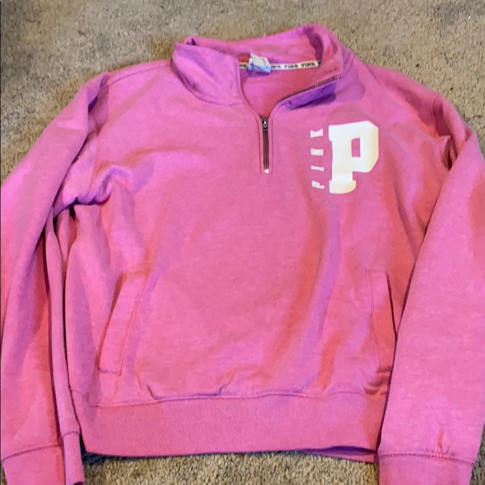 Pink quarter zip crew neck